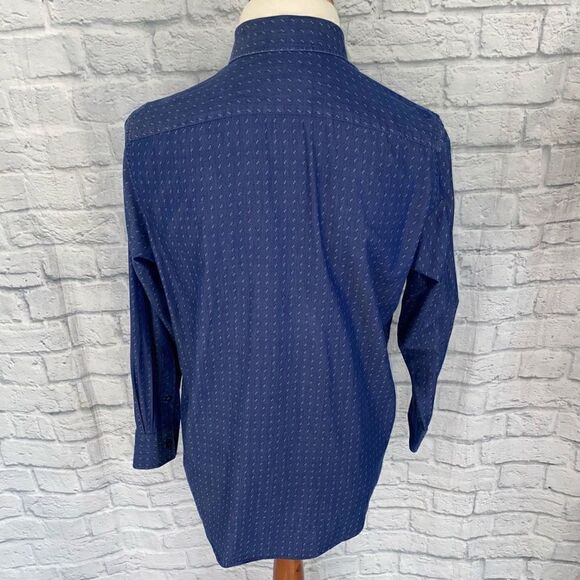 Michael Michael Kors button down men’s blue print Longsleeve dress shirt size 16 - Picture 8 of 11